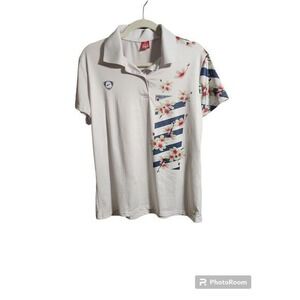 Womens Compress Fitted Polo Style Golf‎ Tee Sise Large Shirt Top Activewear